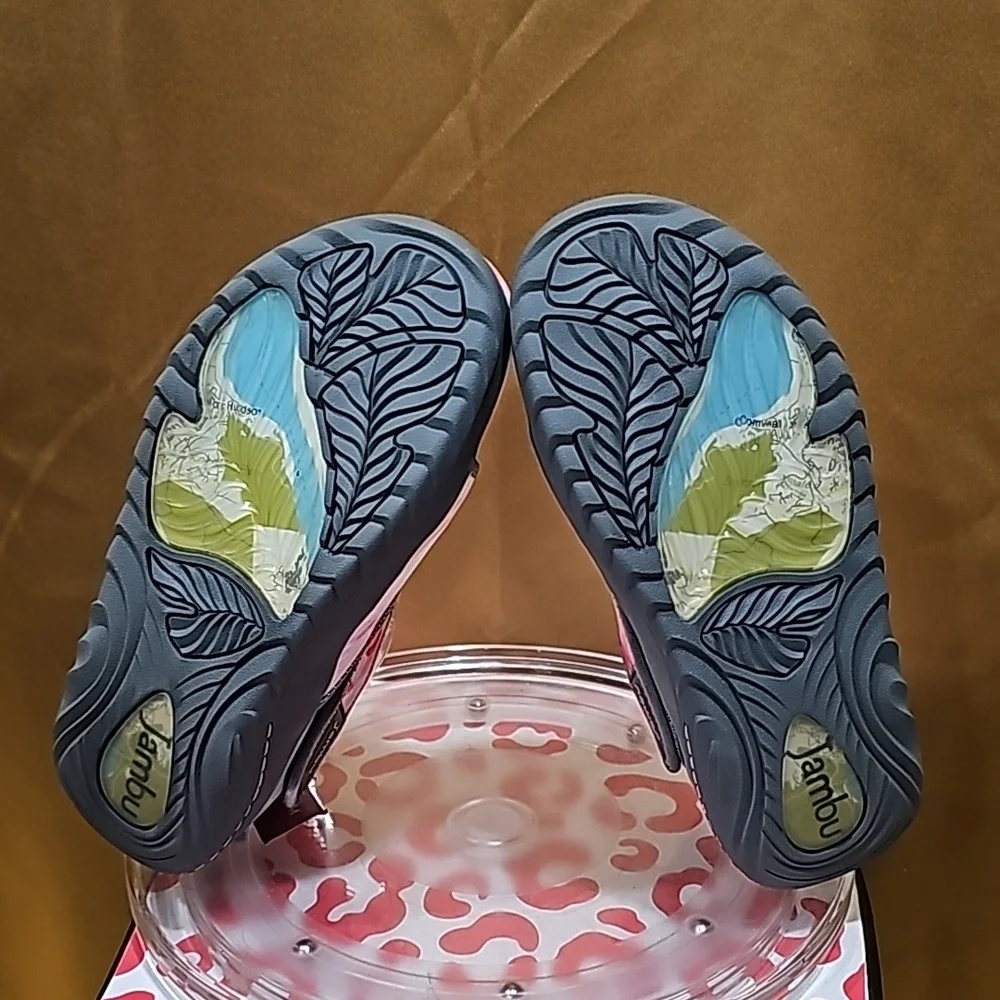 K Jambu Sneaks Pink grey 6.5 Wide fit dual velcro enclosure snug comfortable NWT